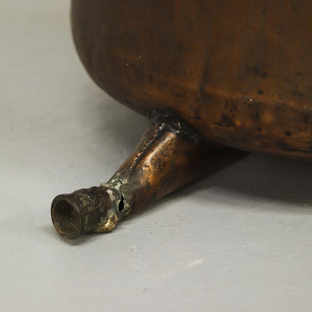 Very Large Antique Rustic Patinated Copper Kettle / Planter For Sale - Image 6 of 11