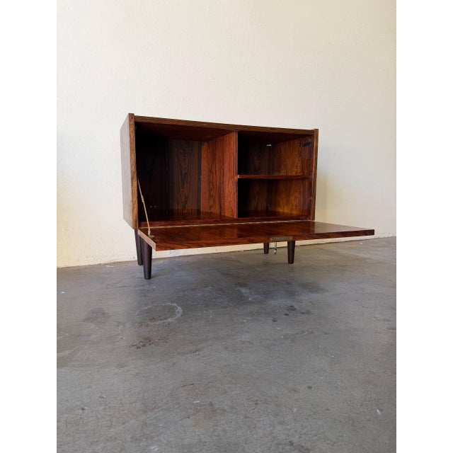 Vintage Danish Rosewood Cabinet by Ps System - Mid Century Modern Drop-Front Storage Bar 1960s For Sale In Los Angeles - Image 6 of 9