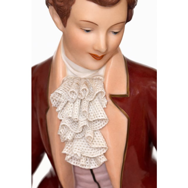 Vintage Porcelain Model 5368BL Table Lamp with Rococo Figure in the style of Dresden Style For Sale - Image 4 of 7