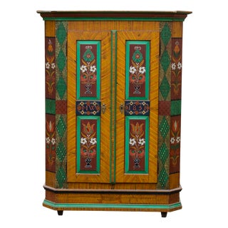 Hand-Painted Folk Art Wardrobe, Southern Germany, 1851 For Sale