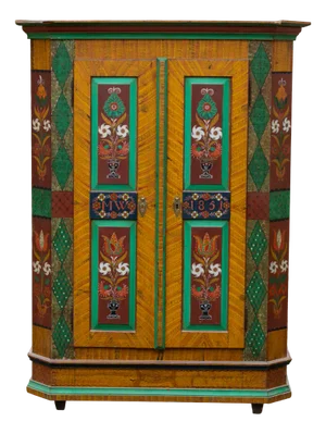 Hand-Painted Folk Art Wardrobe, Southern Germany, 1851