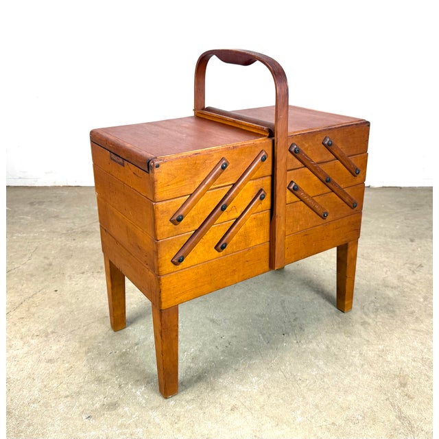 Mid Century Scandinavian Modern Expanding Sewing Caddy / Box by a.s. Strommen Bruk Hamar, Norway For Sale - Image 11 of 12