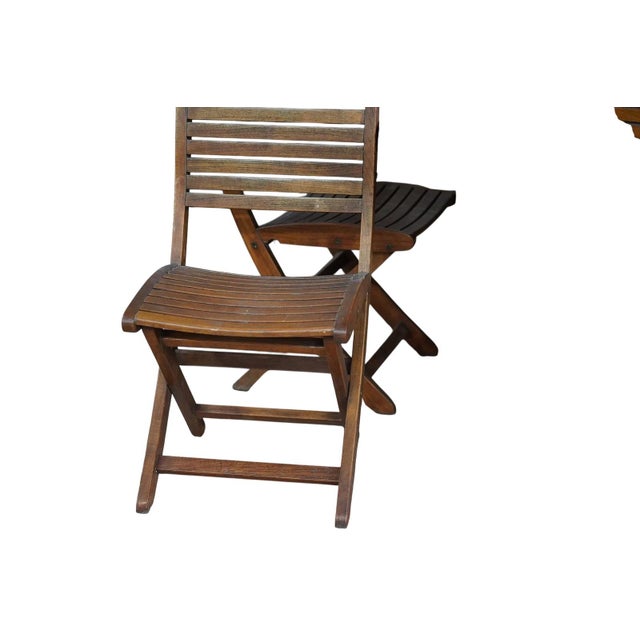 2010s Les Jardins Teak Wood Patio Table and Eight Chairs Set Signed Outdoor Dining For Sale - Image 5 of 15