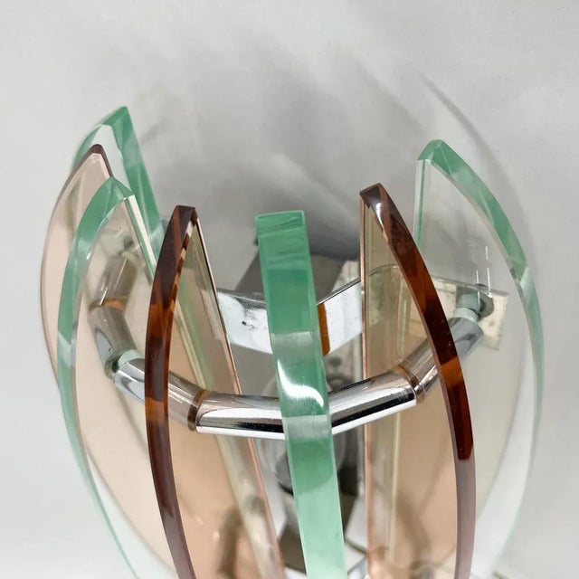 Metal Italian Murano Glass & Chrome Sconces by Veca, 1970s, Set of 2 For Sale - Image 7 of 12