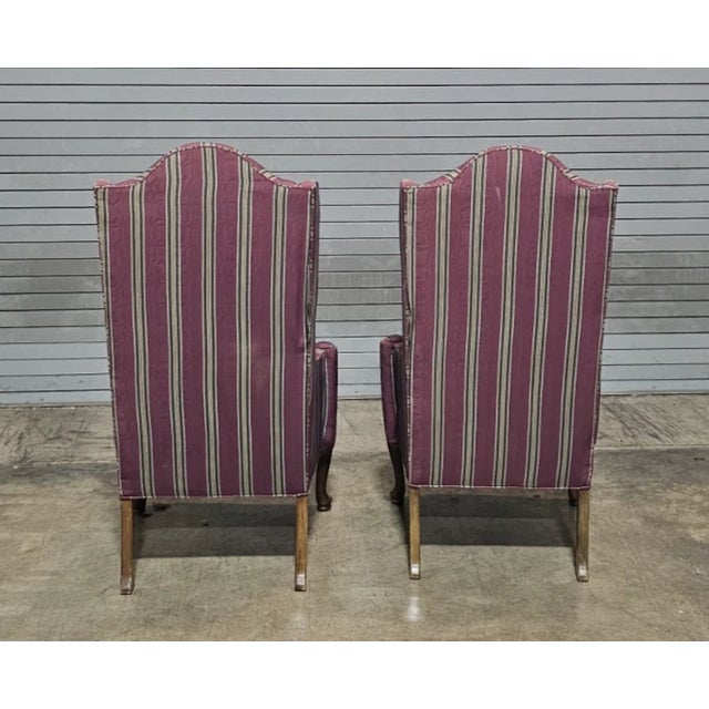 Mid 20th Century Pair of Fireside Mahogany Queen Anne Style Wing Chairs ...