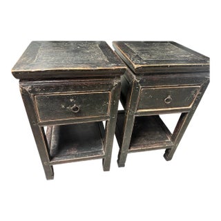 Late 19th Century Pair Vintage of Chinese End Tables For Sale