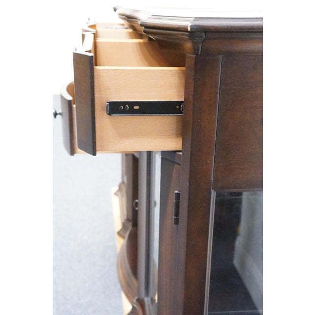 Brown American Signature Cherry Contemporary Traditional 66" Display Console / Media Cabinet W. Paneled Granite Top 8155-320 For Sale - Image 8 of 15
