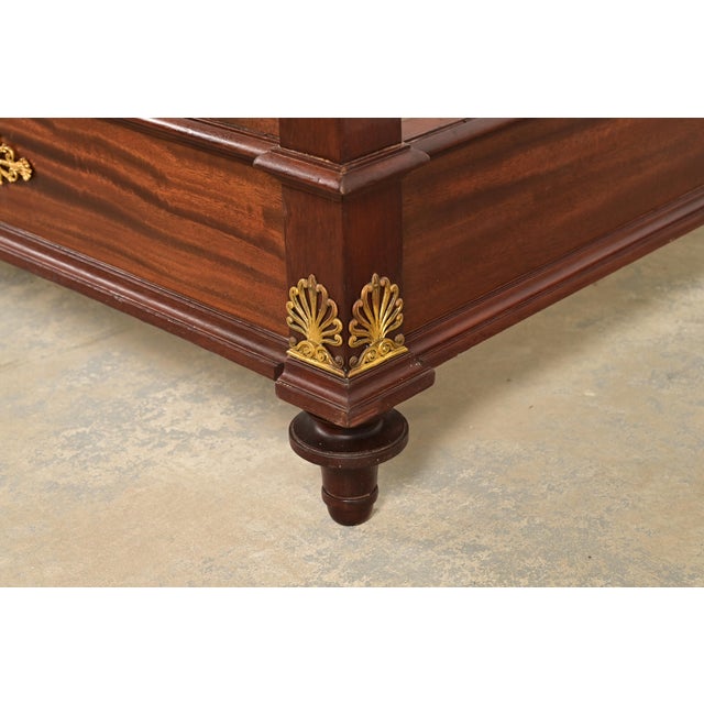 Jacob-Desmalter Style Antique French Empire Mahogany Twin Beds With Mounted Ormolu, Pair For Sale - Image 10 of 11