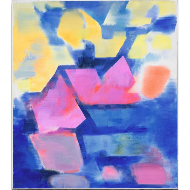 Erle Loran 1980s "Sunrise Glow on the Bay" Abstract Acrylic Painting For Sale - Image 4 of 4