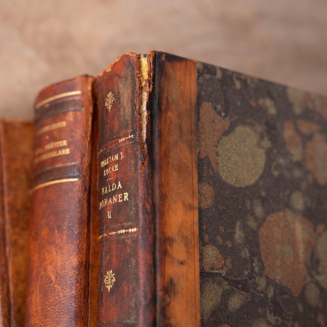 Animal Skin Antique Swedish Leather Bound Books, Set of 4 - Locke, Karlfeldt & Engström For Sale - Image 7 of 10