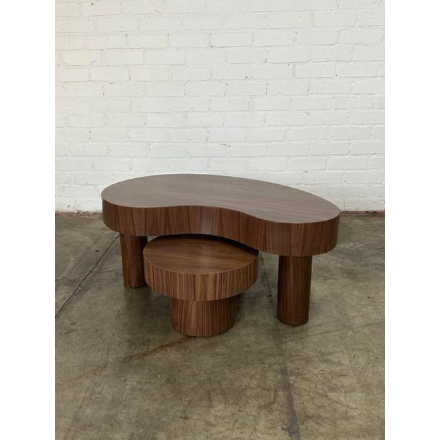 Small Kidney Two Tiered Coffee Table Set- Walnut For Sale - Image 10 of 11
