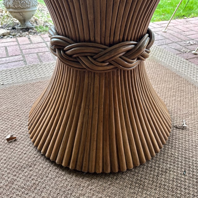 McGuire Bamboo Rattan Hourglass Dining Table Signed For Sale - Image 12 of 12