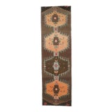 Vintage Turkish Oushak Handmade Wool Cotton Orange Runner Rug For Sale