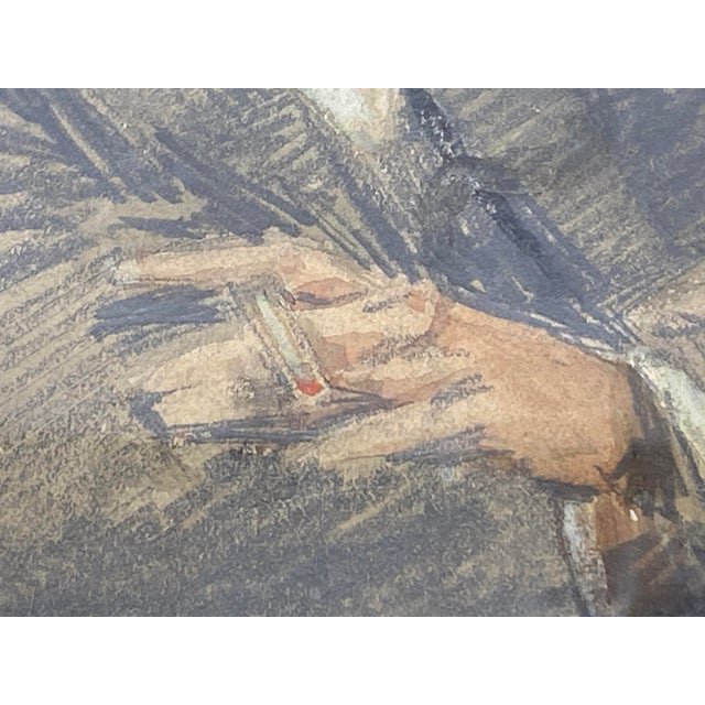 Paper Art Deco Period Illustration of a Man Smoking For Sale - Image 7 of 11