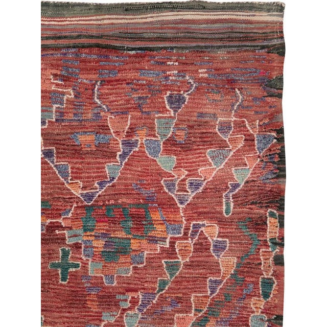 Tribal Galerie Shabab Collection Tribal Late 20th Century Handmade Moroccan Gallery Rug in Deep Red For Sale - Image 3 of 10