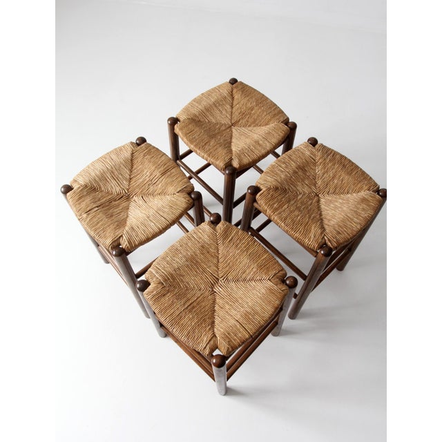 Mid-Century Rush Seat Stools Set of 4 For Sale - Image 9 of 18
