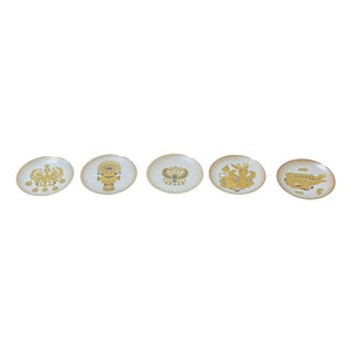 Porcelain Plates With 24k Golden Inserts from Arte Morbelli, Set of 5 For Sale