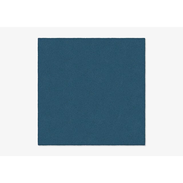 Contemporary Dark Blue Square Plain Rug from Marqqa For Sale - Image 3 of 3