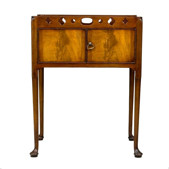 English 18th Century Style Side Table With Gallery Top and Storage, English For Sale - Image 3 of 8