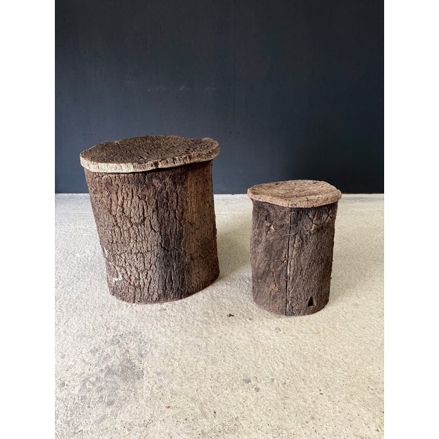 Wood Antique Artisan Made Cork Side Tables, Portugal, 1890s, Set of 2 For Sale - Image 7 of 17