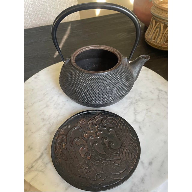 Japanese Cast-Iron Teapot, Strainer & Trivet - 3 Pc. Set For Sale In Palm Springs - Image 6 of 9