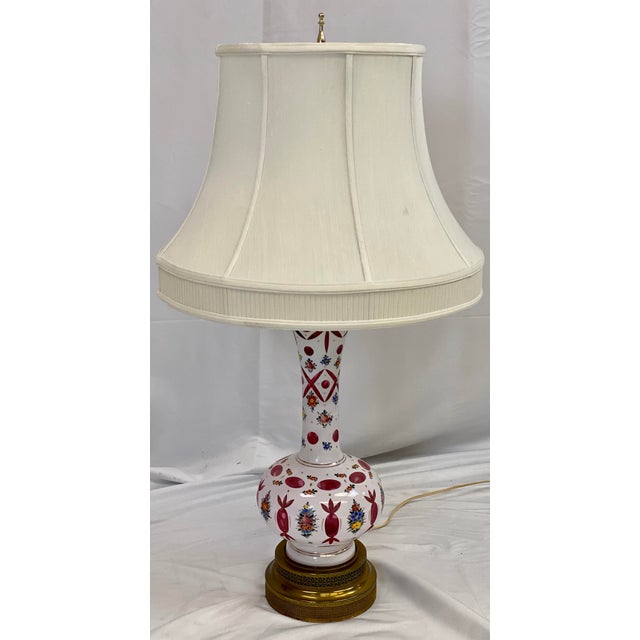 Vintage Mid Century Bohemian Cased Glass Table Lamp & Shade Chairish