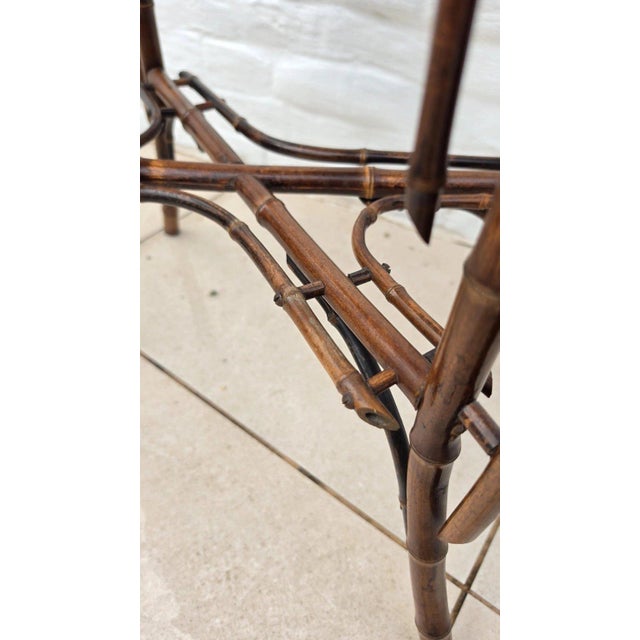 Antique French Bamboo Side Table Japonisme Aesthetic Movement Oval Rattan Cane Occasional Table Victorian Chinoiserie Furniture For Sale - Image 10 of 17