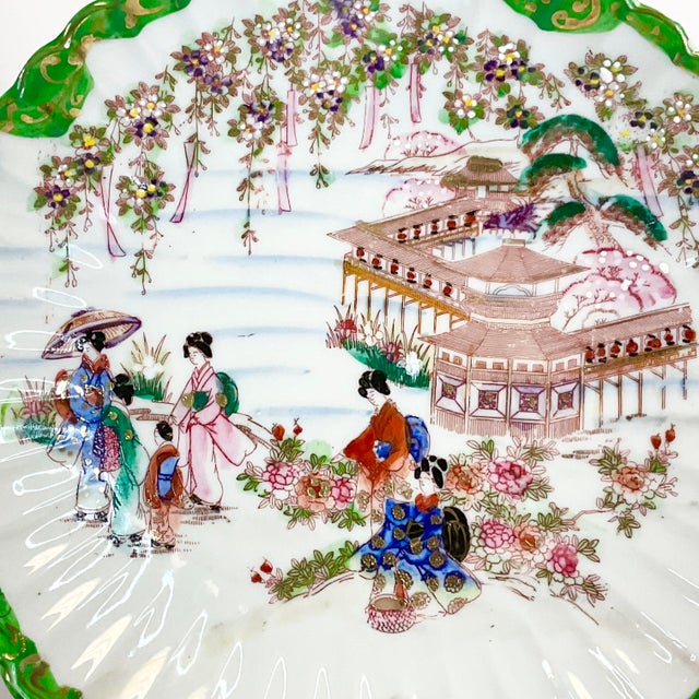Mid-Century Chinoiserie Hand Painted Japaneses Geisha Girls Bowl For Sale - Image 6 of 11