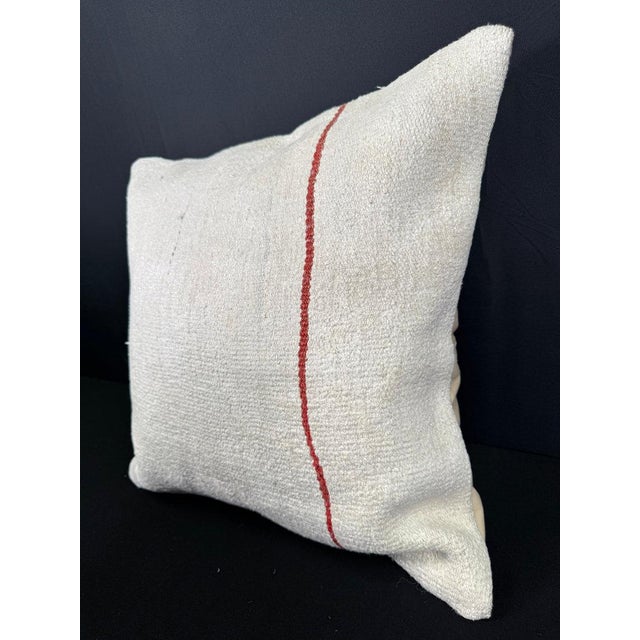 Turkish Hemp Pillow Cushion Natural Beige Red Pillow Cushion Cover 20x20 For Sale - Image 4 of 4