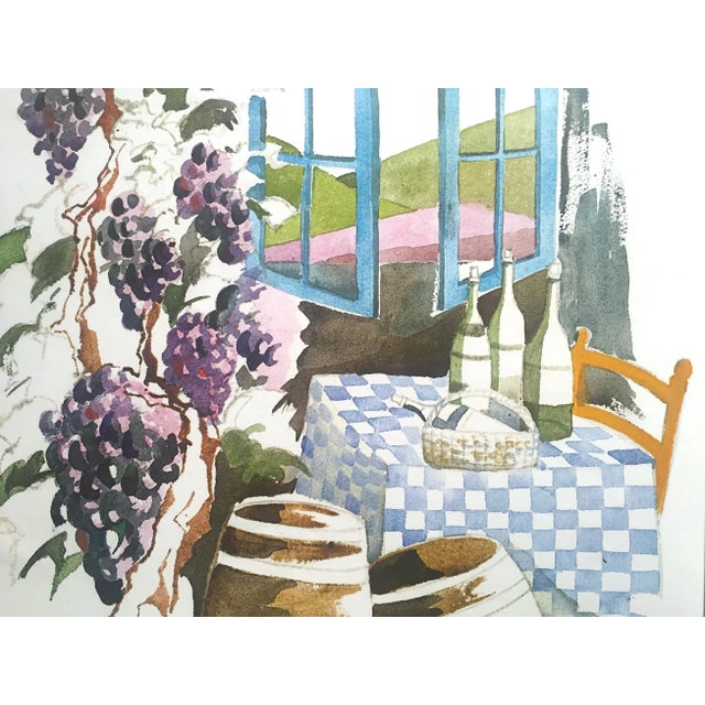 Noal Betts Vintage 1980's " California Wine Country " Lithograph Print Framed Travel Poster For Sale In Kansas City - Image 6 of 13