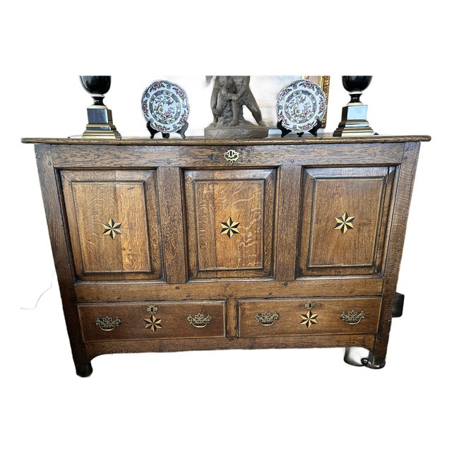 Early 18th Century English Walnut Wedding Coffer W/ Inlay For Sale