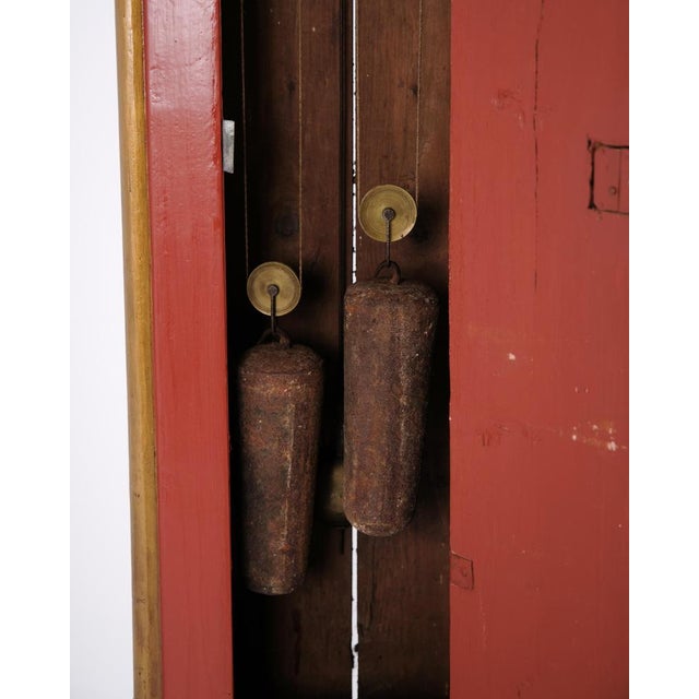 Red Painted Bornholm Longcase Clock with Carved Details, 1820s For Sale - Image 12 of 15