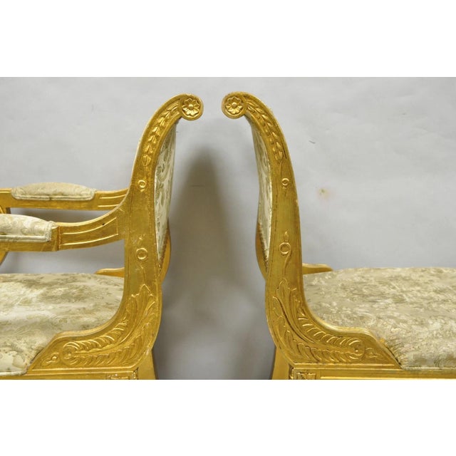 Late 20th Century Neoclassical Regency Style Gold Carved Wood Dining Room Chairs - Set of 10 For Sale - Image 16 of 18
