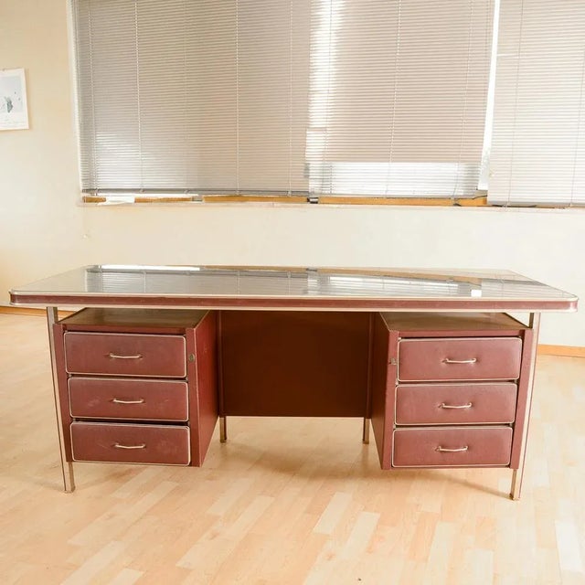 Burgundy Desk from Umberto Mascagni, 1950s For Sale - Image 9 of 9