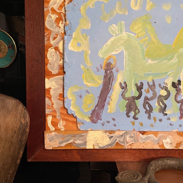1970s Purvis Young, “Freedom Horses” Mid Century Modern Painting, Signed For Sale - Image 5 of 10