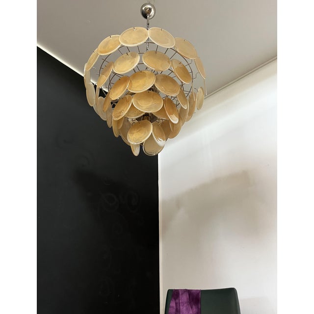 Mid-Century Modern Vintage Space Age Murano Chandelier Albaster Iridescent Glasses, 1990 For Sale - Image 3 of 18