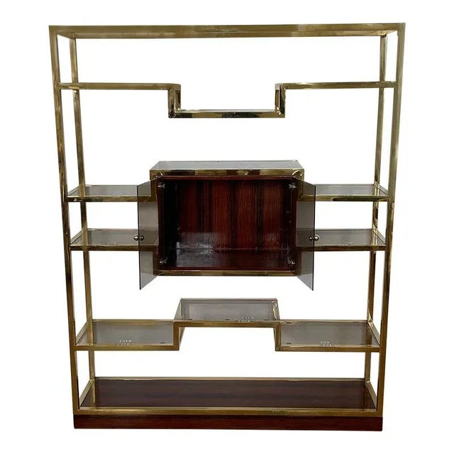 Golden Brass & Makassar Bookcase with Showcase, 1990s For Sale - Image 10 of 10