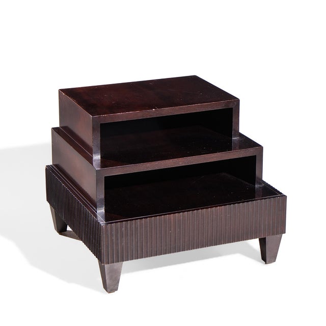 Wood Barbara Barry for Baker Modern Regency Dark Mahogany Three-Tier Side Table For Sale - Image 7 of 8
