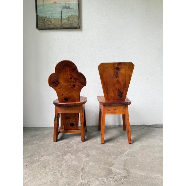 Brutalist Savoyard Pine Chairs, 1950s, Set of 2 For Sale - Image 13 of 18
