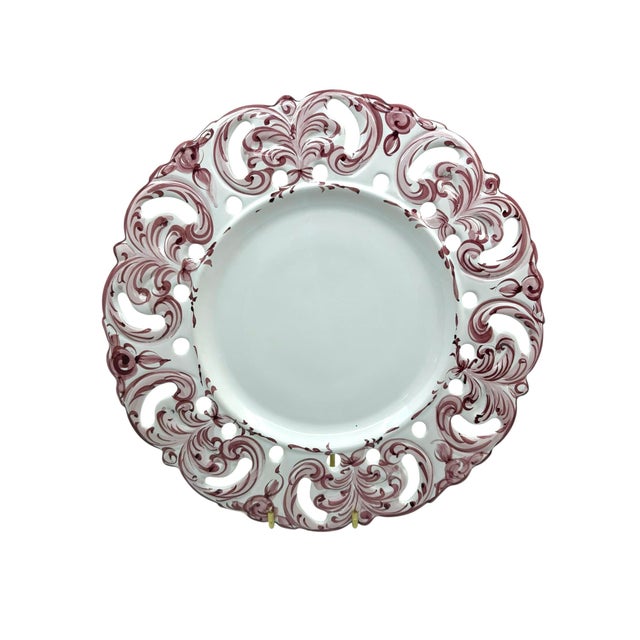 Beautiful hand painted pink on white porcelain reticulated platter. This platter is made in Portugal. Great for display or...