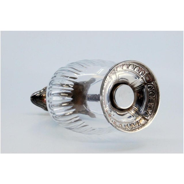 Metal Wine Jug in Cut Glass and Silver on the Mouth, Neck, Handle and Base with Reliefs and Scrolls For Sale - Image 7 of 11
