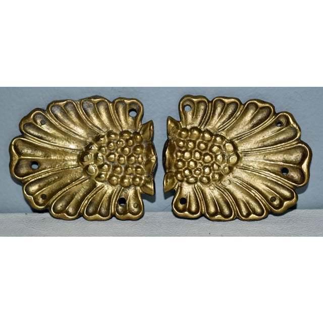 Vintage Pair of Brass Shell Motif Ormolu For Sale - Image 9 of 9
