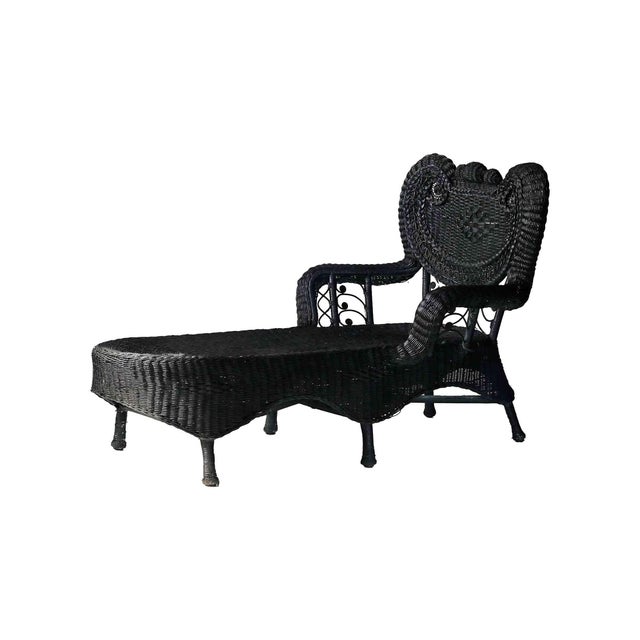 Antique Heywood Wakefield Victorian Wicker Chaise Lounge Chair For Sale - Image 4 of 6