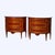 A sophisticated pair of Italian Hepplewhite style demilune cabinets, imported by Decorative Crafts Inc., crafted in the...