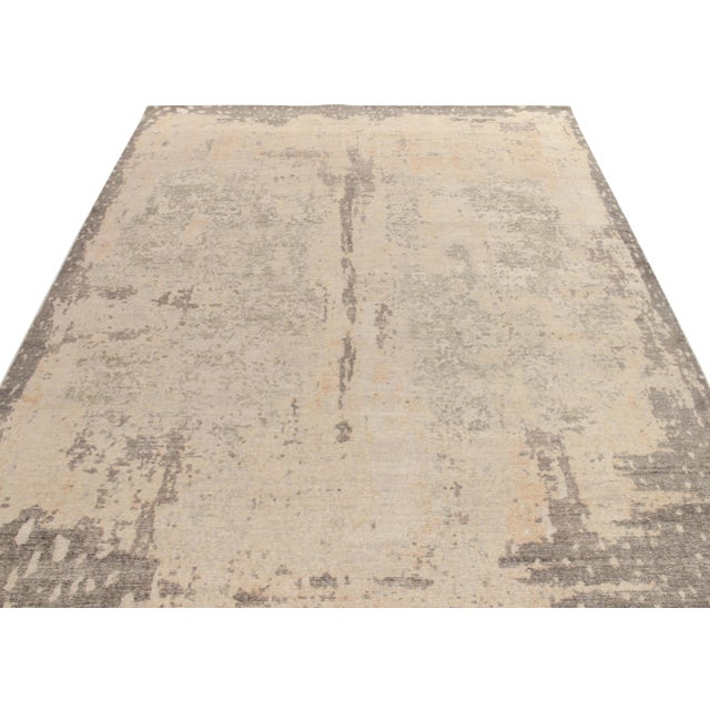Contemporary Distressed Style Modern Rug in Gray and Beige Abstract Pattern by Rug & Kilim For Sale - Image 3 of 6