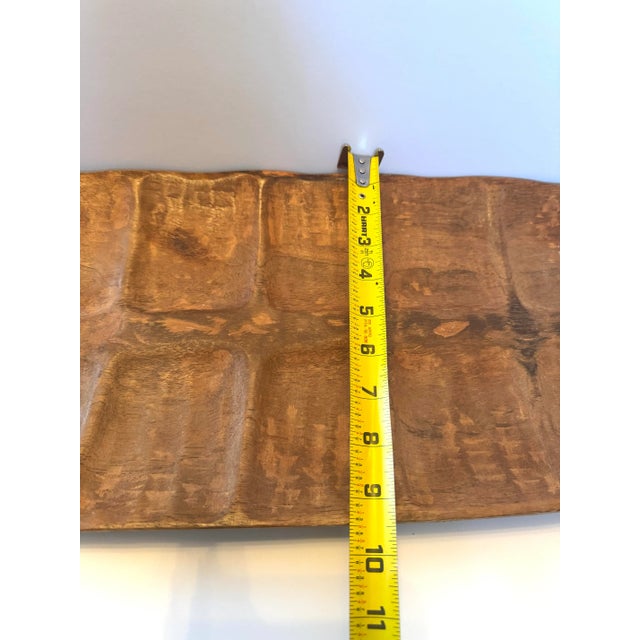 Large Hand Carved Wood Leaf Tray Wooden Centerpiece Rustic Primitive Japandi For Sale In Raleigh - Image 6 of 11