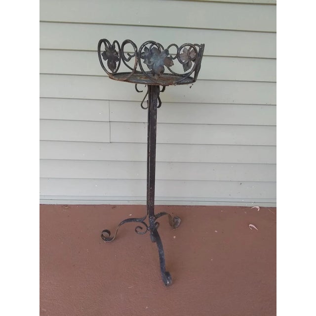 Vintage Dark Wrought Iron Maple Leaf Design Stand For Sale - Image 9 of 9