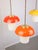 Orange Mid-Century Glass and Brass Mushroom Pendant Lamps, Set of 3 For Sale - Image 8 of 17