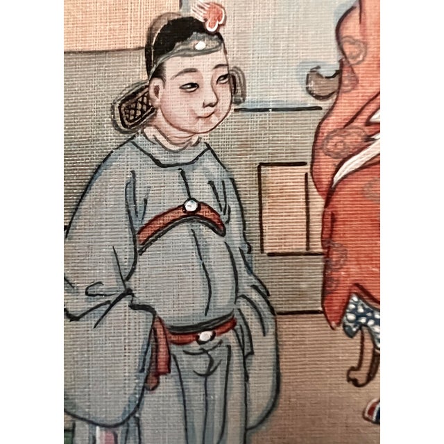 Early 20th Century The Wedding Day Intermediary, Antique Painting on Silk, Framed, Late 19th/Early 20th. Century For Sale - Image 5 of 7