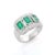 3.1 Ct Emeralds With Diamonds 18k White Gold Three Stone Wedding Ring Size 7 For Sale - Image 4 of 8